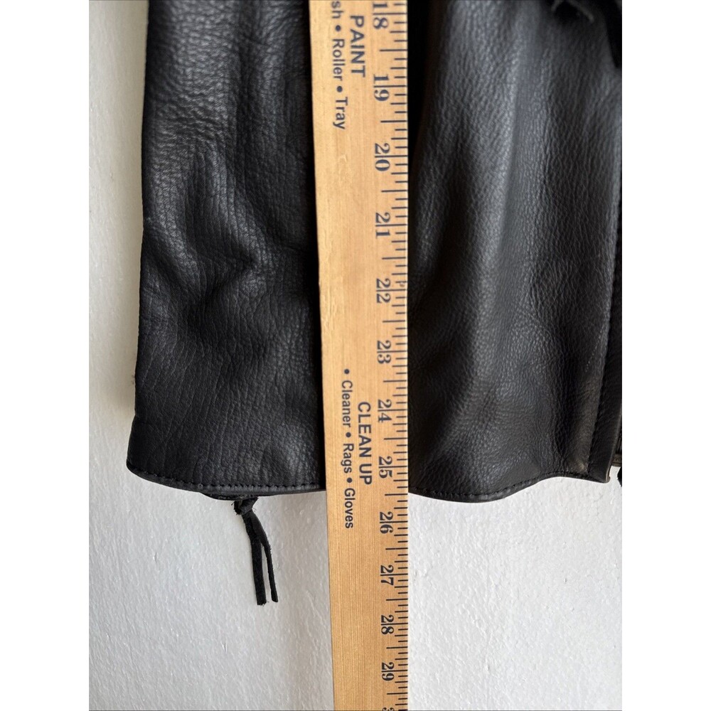 Vintage UNIK Premium Rose Fringe Motorcycle Leather Jacket Black Women’s Large - Picture 12 of 12